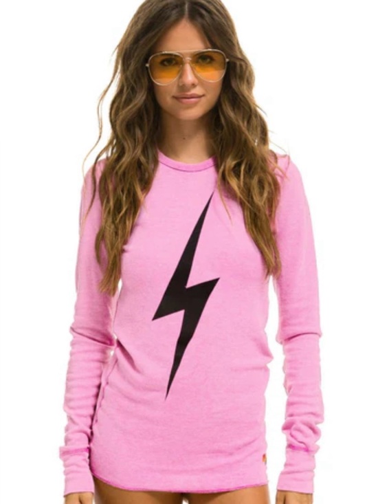 Aviator Nation Tops - Aviator Nation Pink Lightning Bolt Long Sleeve Top